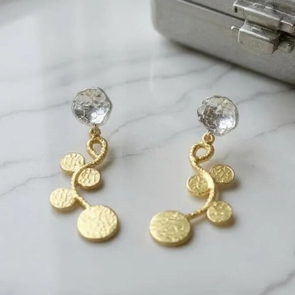 🆕️Turkish Artisan 18K Gold Plated Brass Handcrafted Luxury Statement Earrings - Picture 4 of 14